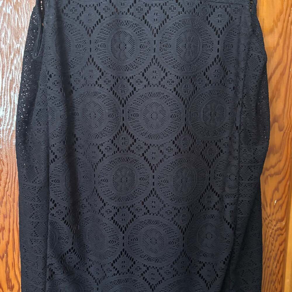 Apt. 9 Women's Large Black Sleeveless Eyelet Crochet Lace Overlay Dress